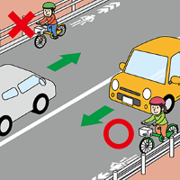 自転車は車道の左側を通行しましょう。