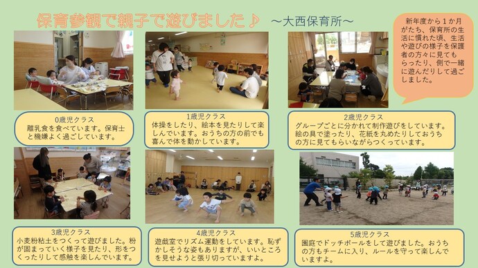 大西保育所の保育参観の様子