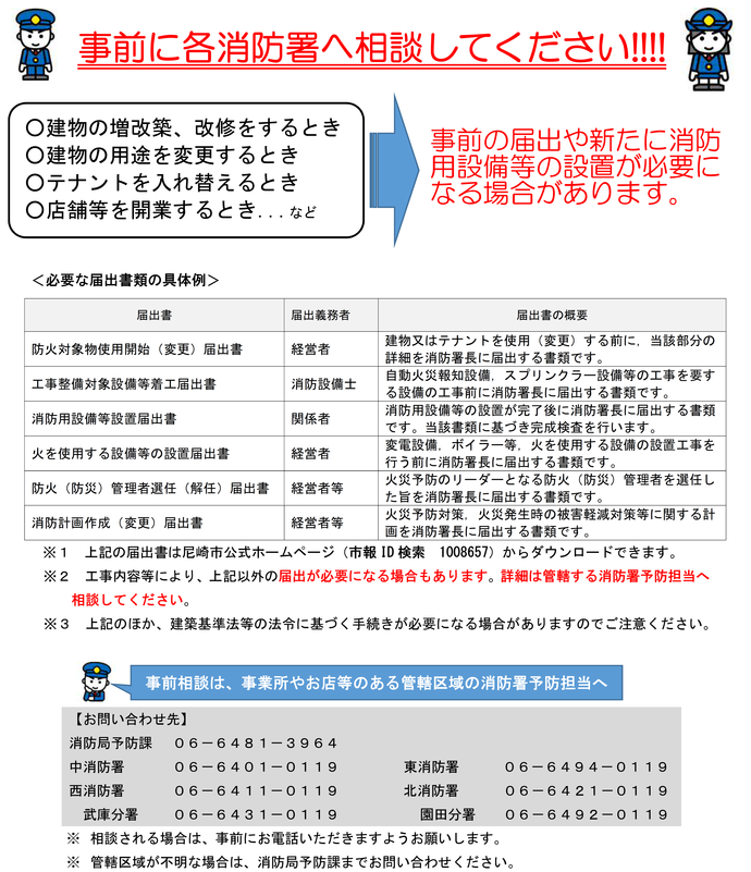 事前に各消防署を始めるまえに…