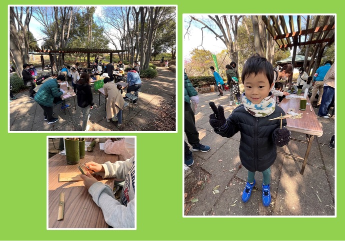 農業公園梅祭りの竹細工コーナーの様子