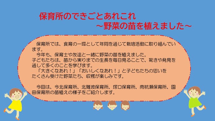 ～野菜の苗を植えました～