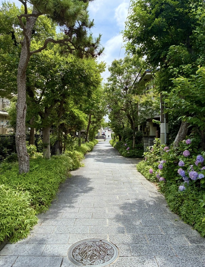 富松神社へ続く石畳みの小道
